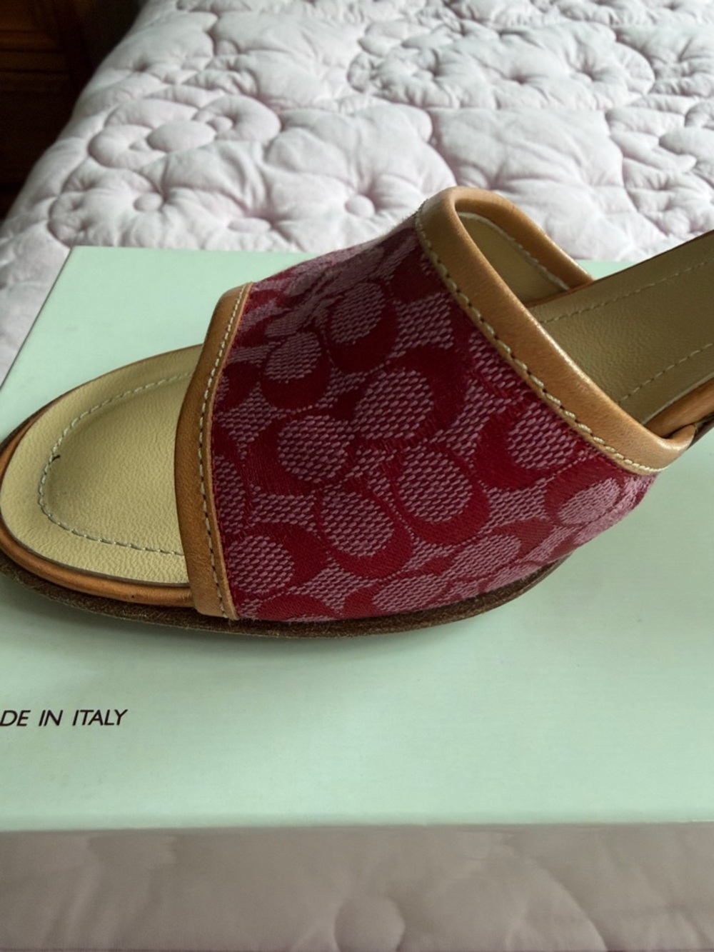 Coach Rose Signature Slide Mules with Tan Trim - Picture 7 of 11